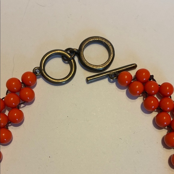 Vintage Bold Orange Beaded Collar Necklace - Picture 3 of 5